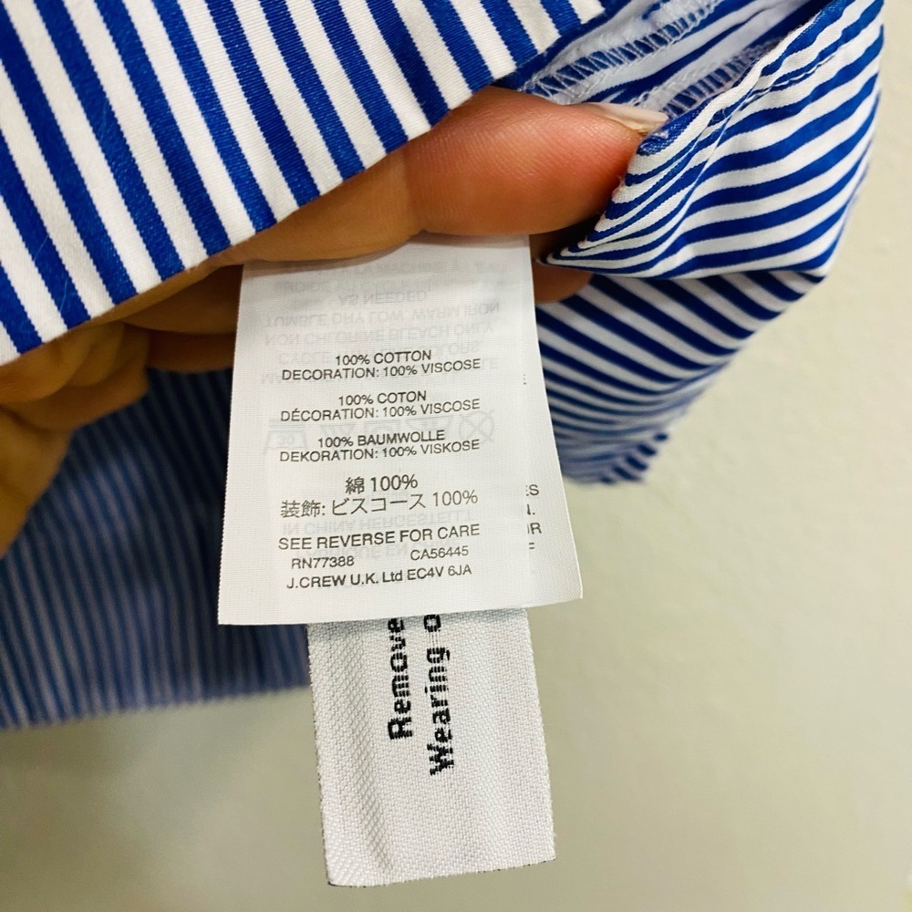J. Crew Striped Sleeveless Top with Shoulder Bow - Blue & Black size 6 - Picture 5 of 8